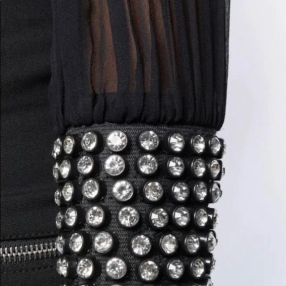 Alice + Olivia Black Blouse with Sheer Sleeves - Picture 4 of 5